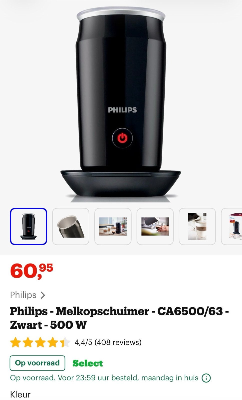 Philips Senseo Milk Twister Melkopschuimer CA6500/63 Zwart, Ophalen of Verzenden, Zo goed als nieuw, Elektrische melkopschuimer