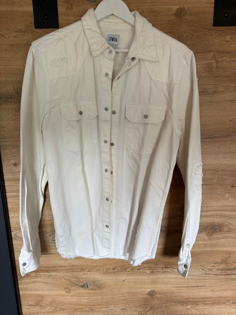 Witte spijkerjas voor heren - Maat M Zara, Ophalen of Verzenden, Zo goed als nieuw, Maat 48/50 (M), Wit