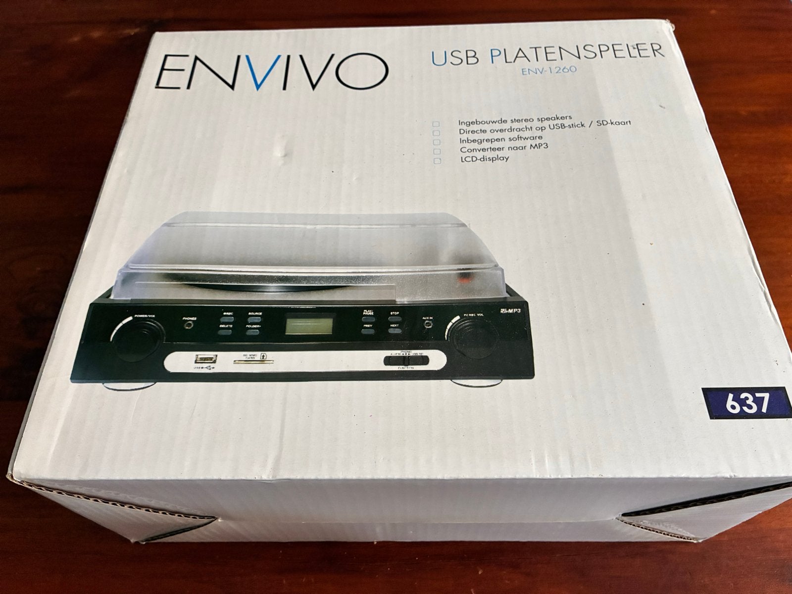 Envivo USB Platenspeler ENV-1260 - Digitaliseer je LP's, Nieuw, USB-aansluiting, Platenspeler, Ophalen