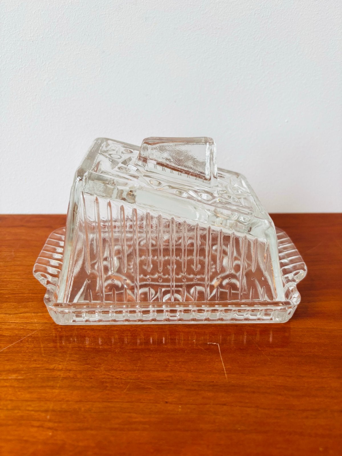 Art Deco Kaasstolp/Botervloot - Jaren '50 helder Glas, Ophalen of Verzenden