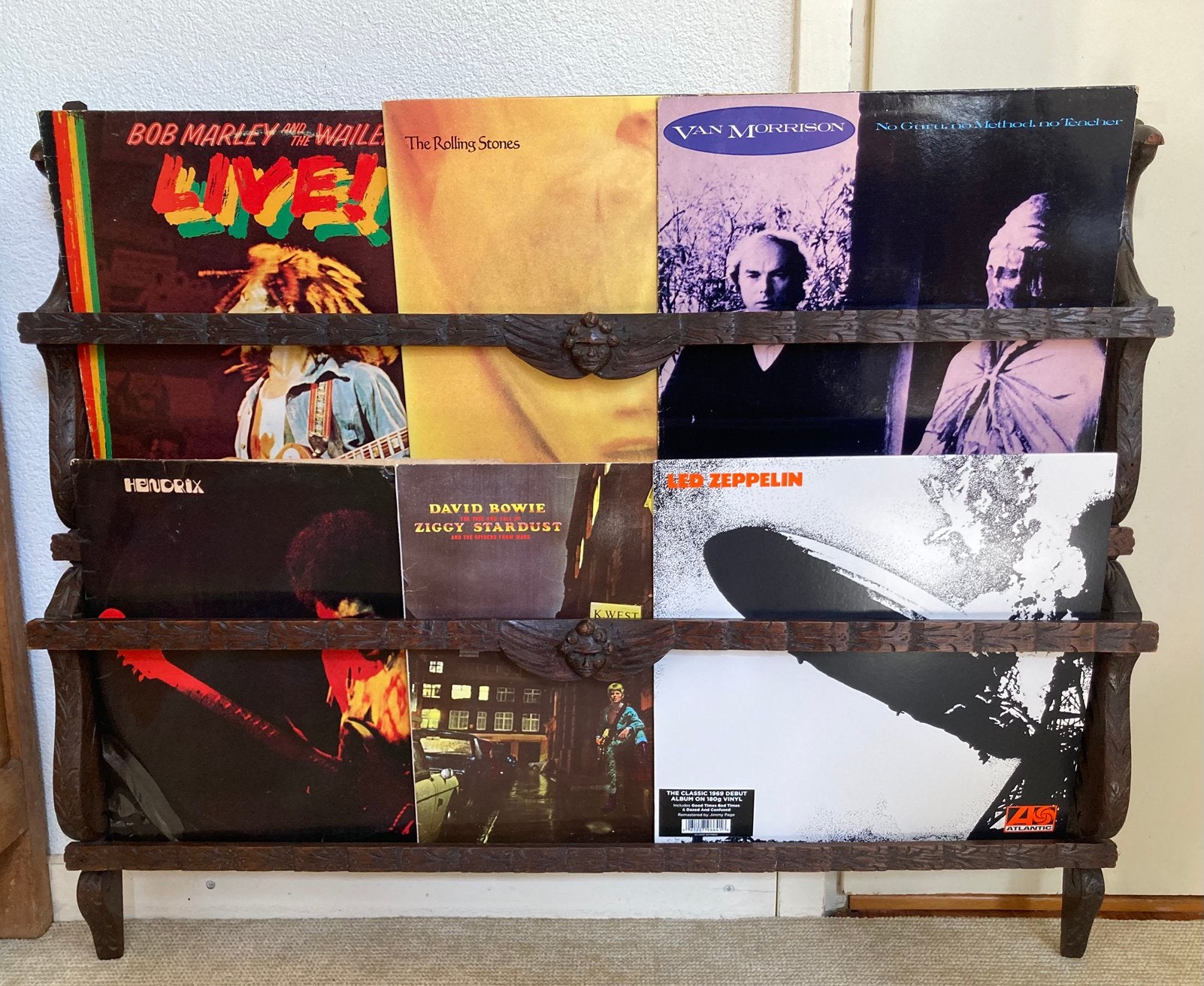 Eikenhouten Elpee rek voor aan de muur, Ophalen of Verzenden, Gebruikt, 12 inch, Overige typen
