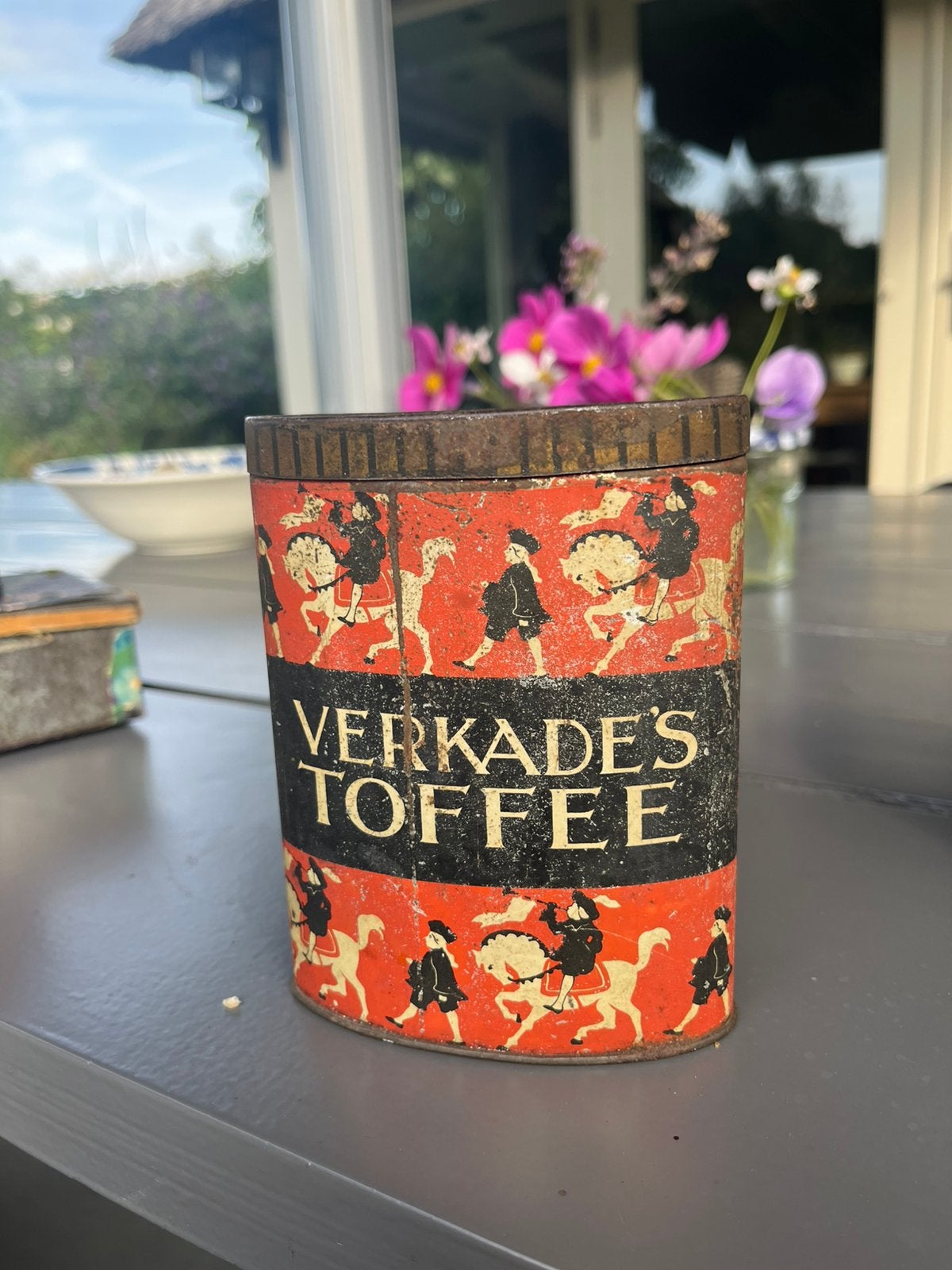 vintage Verkade blik ovaal, Ophalen of Verzenden, Gebruikt, Koek(jes), Verkade