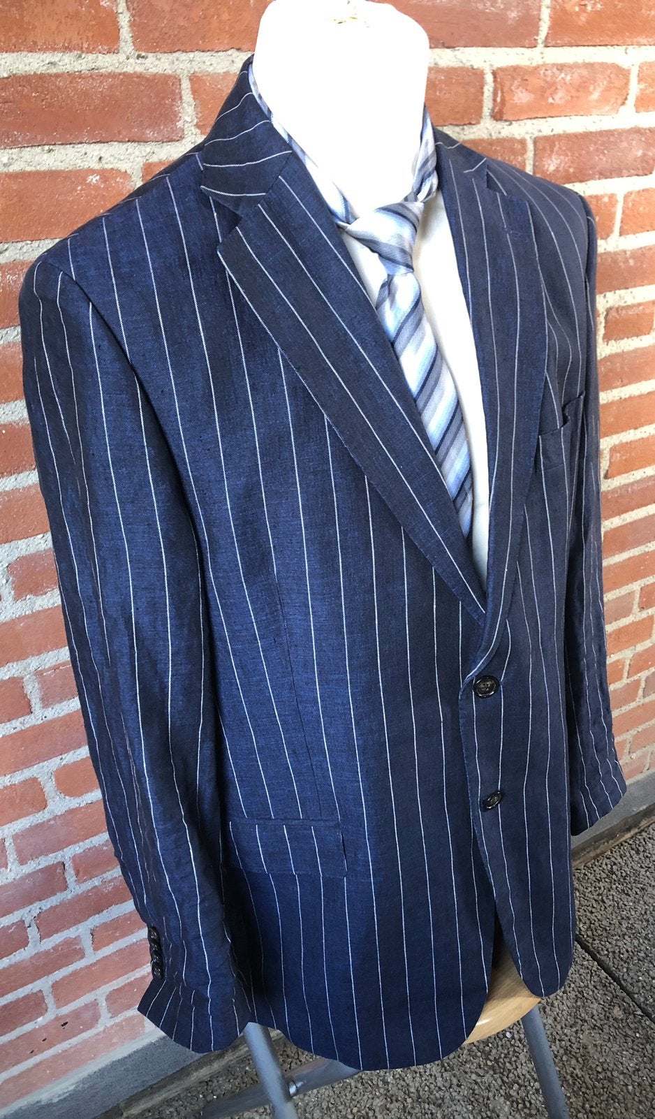 Atelier Duetz Linnen Colbert Blauw Maat 54, Ophalen of Verzenden, Gedragen, Maat 52/54 (L), Blauw
