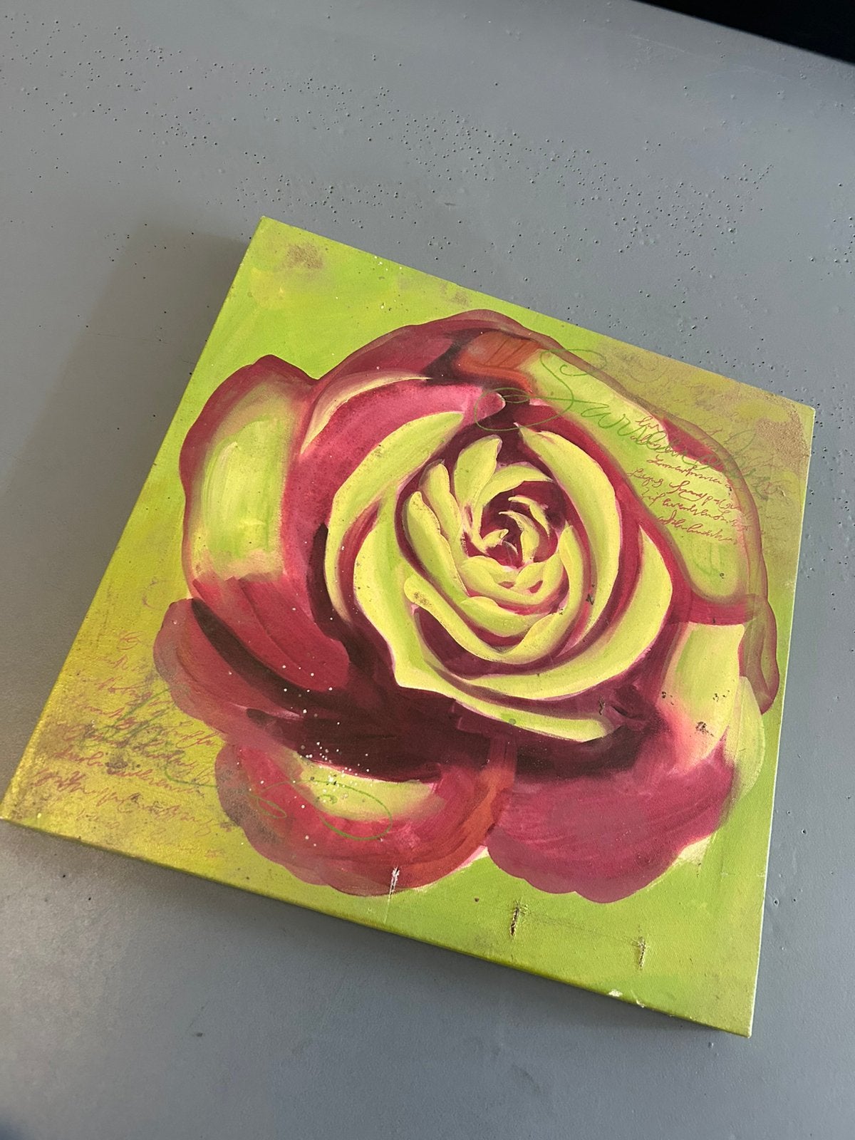 Schilderij roos, Huis en Inrichting, Minder dan 50 cm, Gebruikt, Overige typen, Ophalen of Verzenden