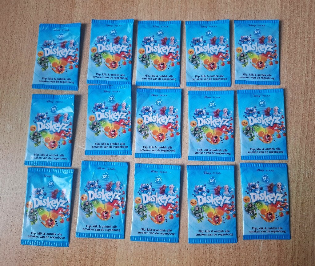 15 ongeopende Disney Pixar Diskeyz AH spaaractie, Verzamelen, Albert Heijn, Ophalen of Verzenden