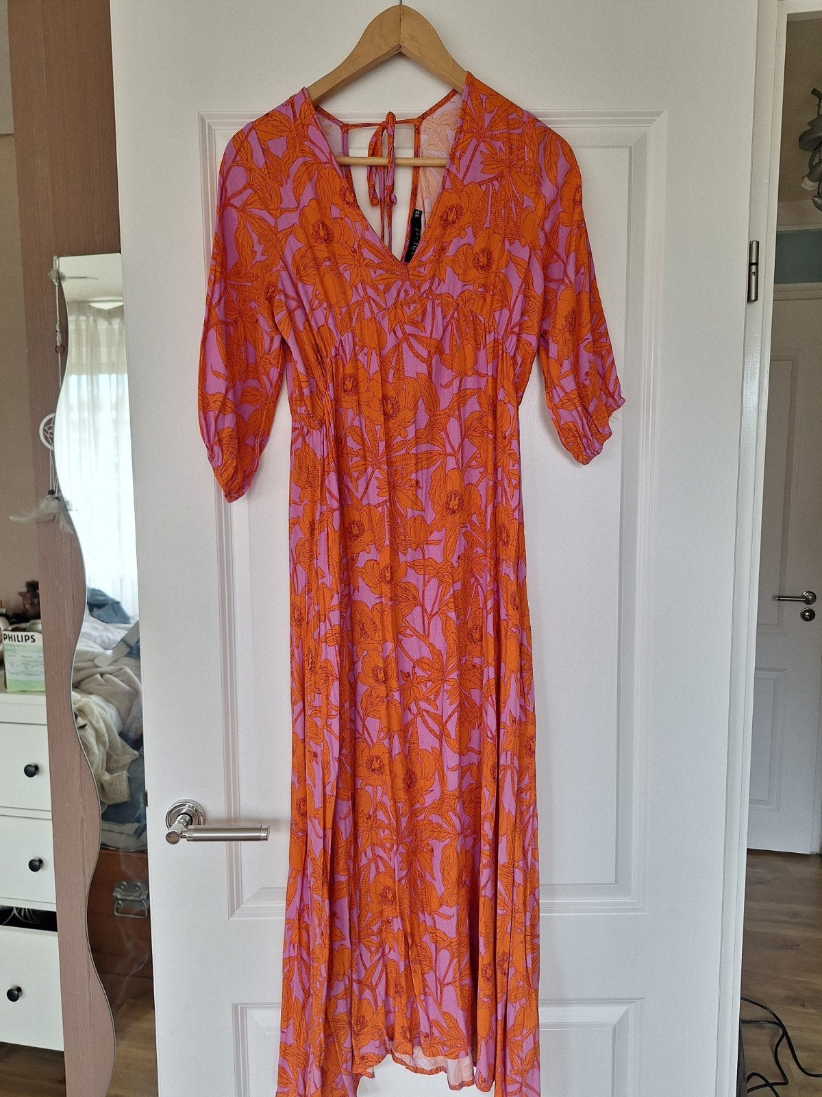 Lange jurk Ydence - Maat XS (ook geschikt voor S), Kleding | Dames, Oranje, Zo goed als nieuw, Maat 34 (XS) of kleiner, Onder de knie