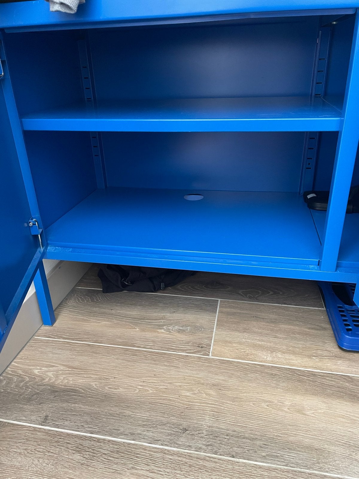 Blauwe metalen kast., Ophalen, Gebruikt, 100 tot 150 cm, 50 tot 100 cm