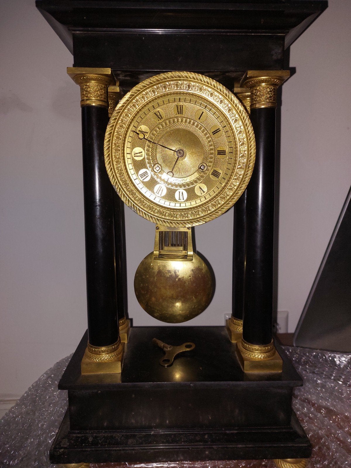 Antieke Franse pendule klok - Empire stijl, Antiek en Kunst, Antiek | Klokken, Ophalen of Verzenden