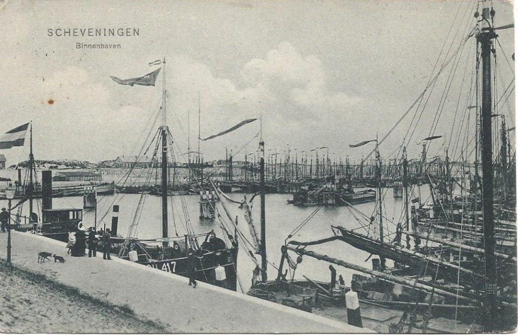 Scheveningen (Z.H.) Binnenhaven, Schepen, Volk, 1907, Ophalen of Verzenden, Voor 1920, Ongelopen, Zuid-Holland
