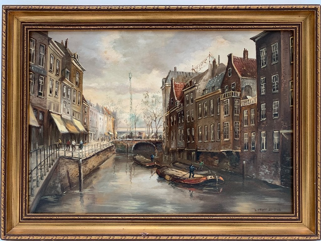 Prachtige schilderijen van B. Veger, Doek, Klassiek, Stads- / dorpsgezicht, Ophalen