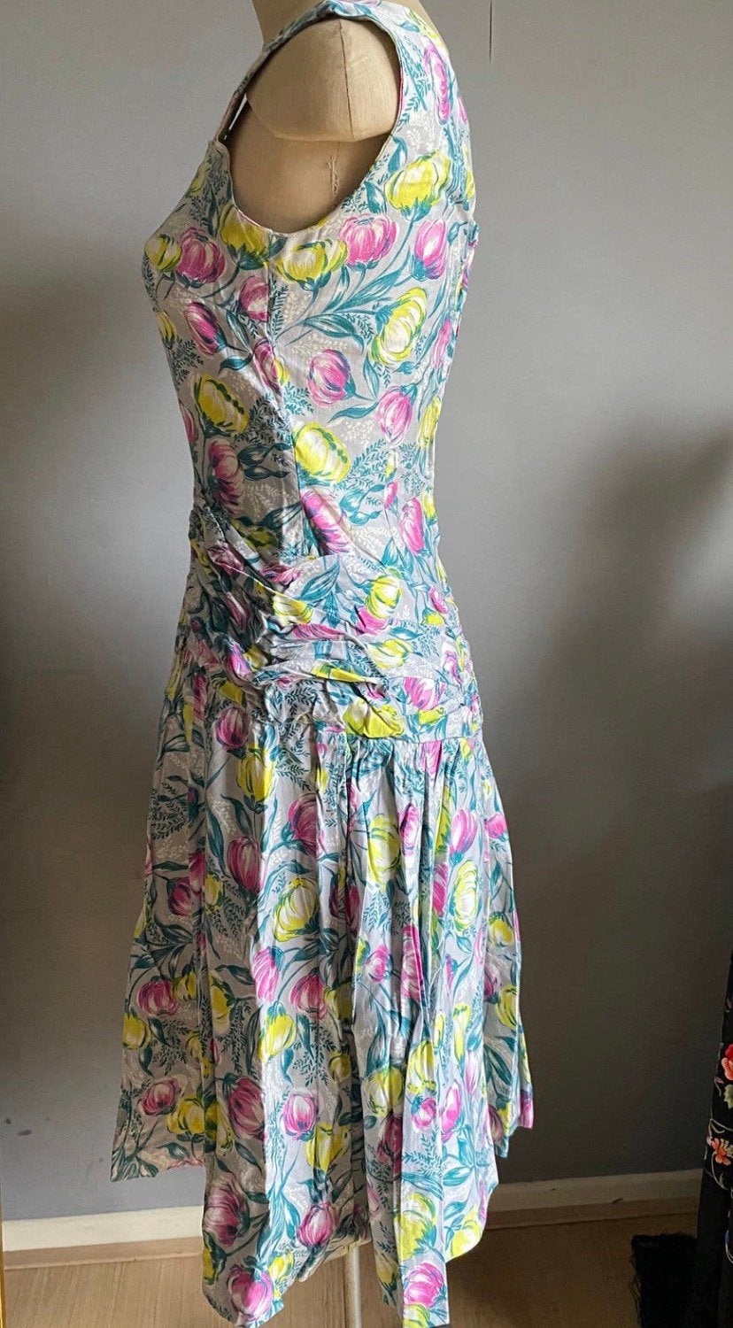 Jaren 60 jurk met tulpen (gereserveerd BR), Ophalen of Verzenden, Dames