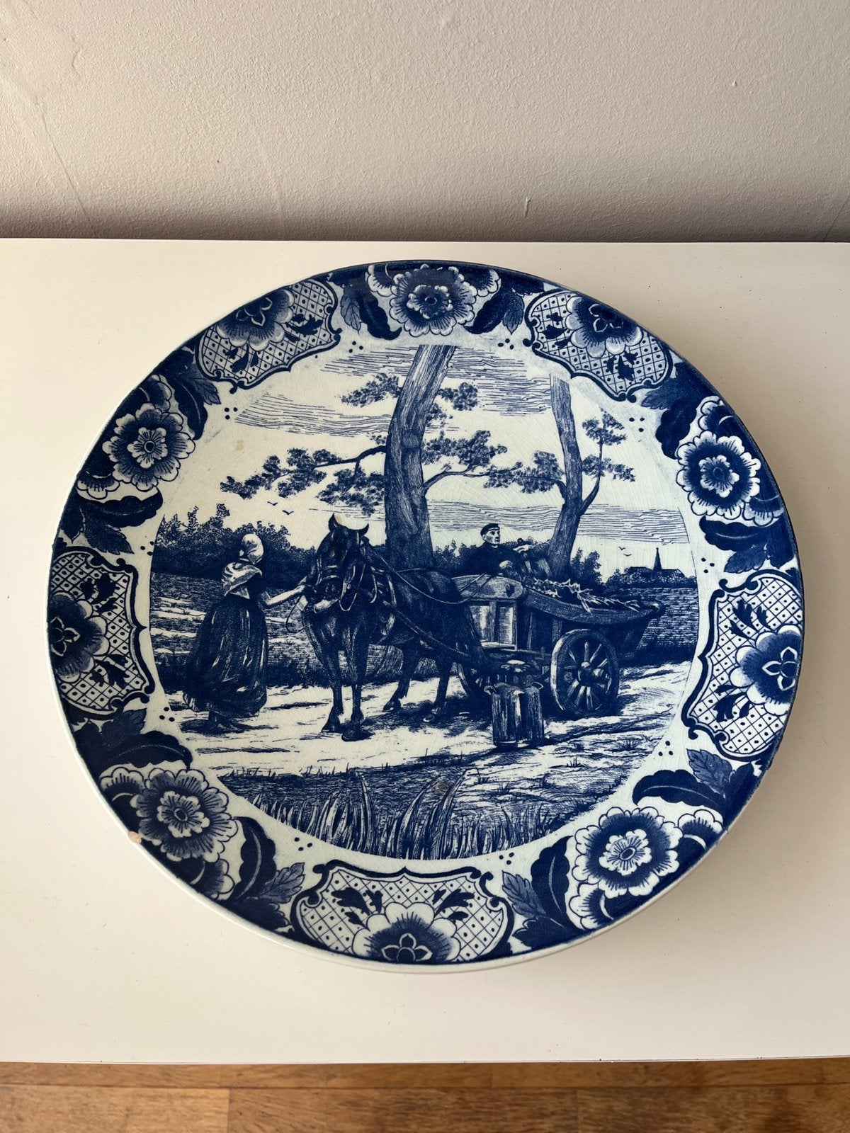Groot Chemkefa Delfts blauw wandbord – ca. 39 cm, Ophalen