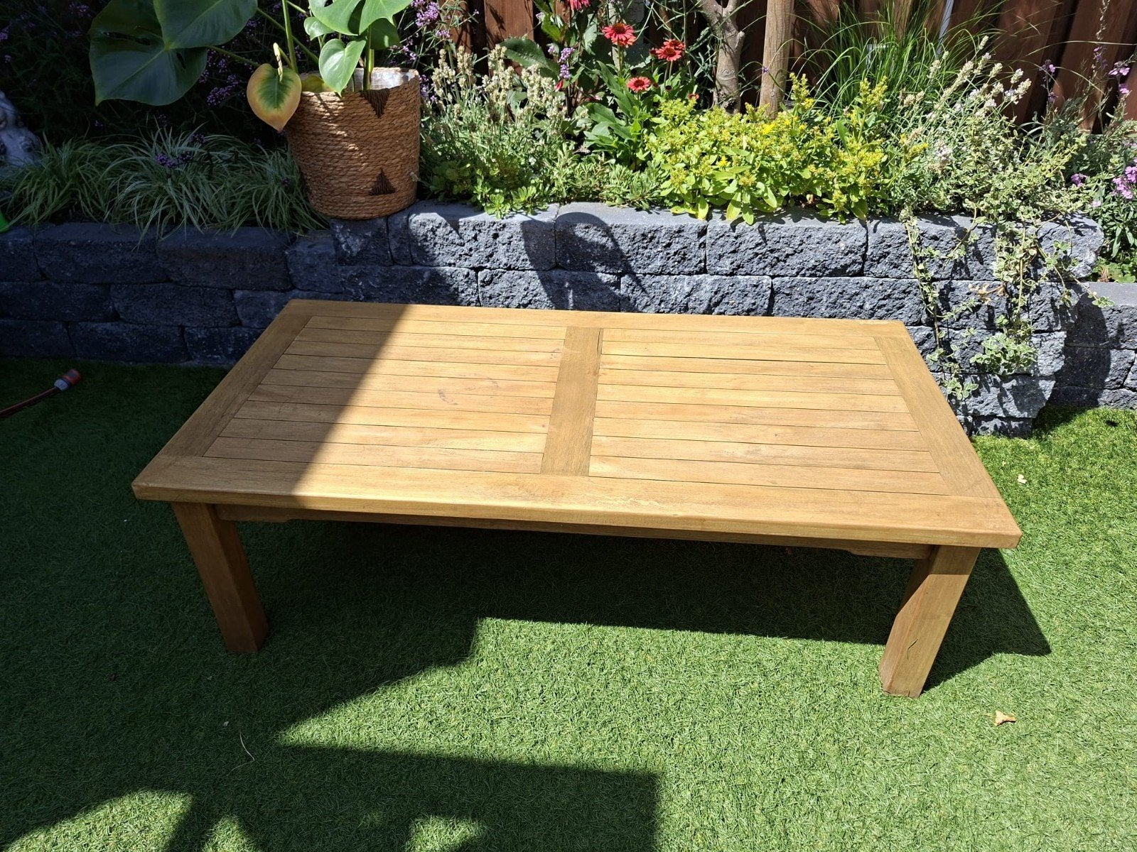 Stevige teakhouten tuintafel 120x60x39 cm, Tuin en Terras, Tuintafels, Ophalen, Rechthoekig, Teakhout