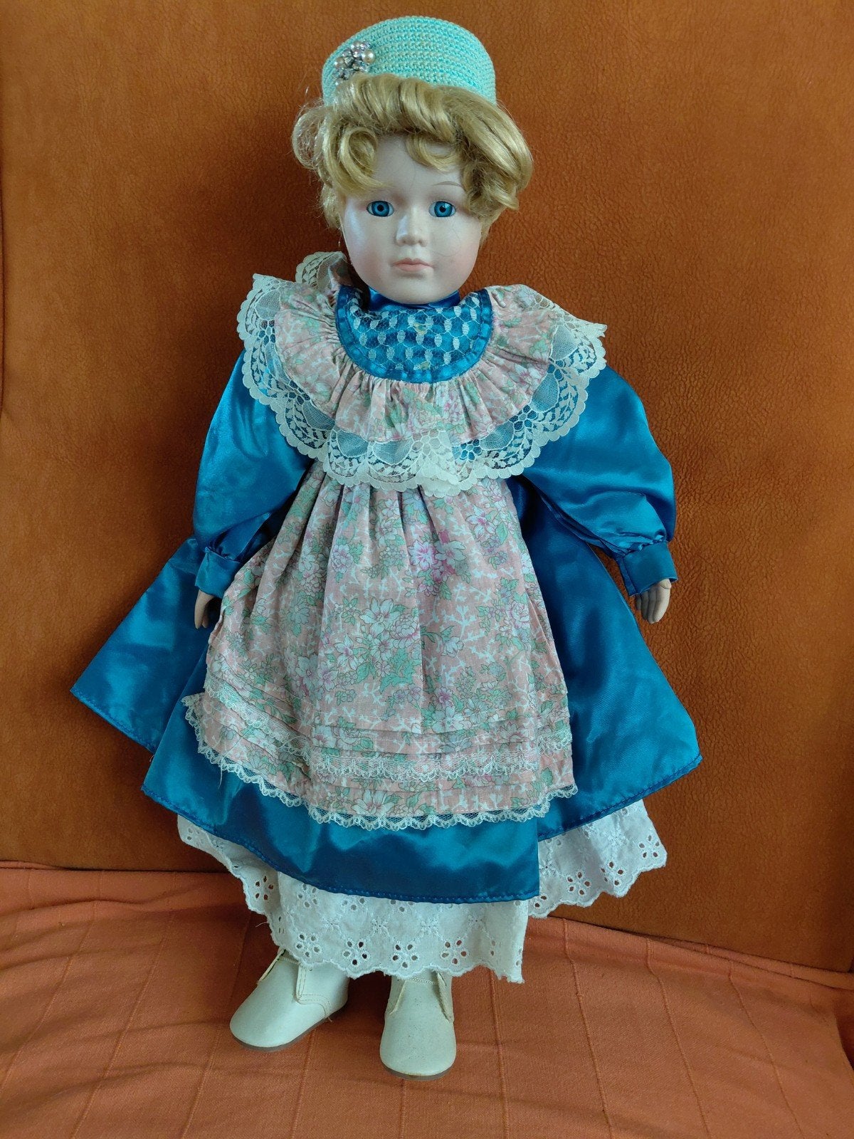 Vintage porseleinen pop - 48cm, Ophalen of Verzenden, Zo goed als nieuw, Pop