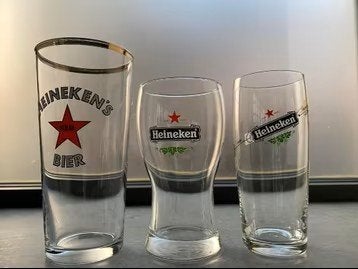 3 verschillende Heineken bierglazen, Ophalen of Verzenden, Nieuw, Glas of Glazen, Heineken