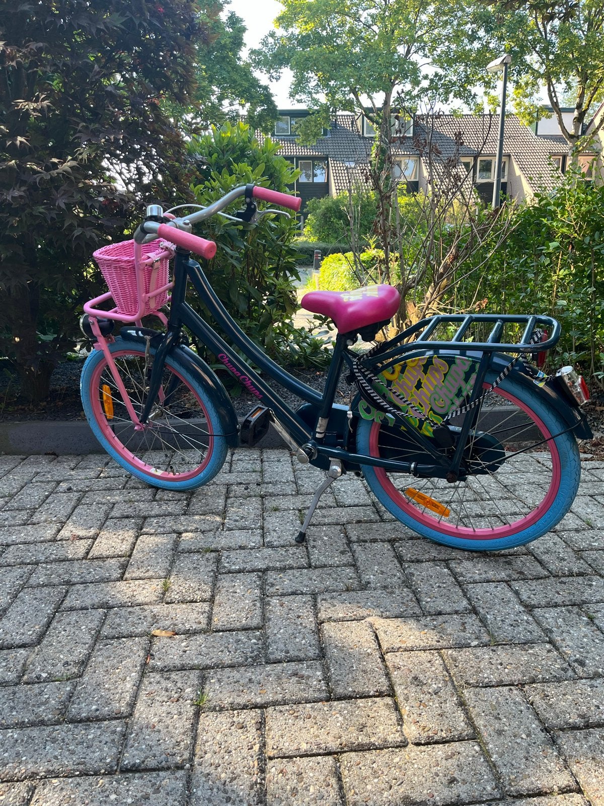 Kinderfiets 20 inch met mandje en bagagedrager, Ophalen, Gebruikt, Terugtraprem, 16 tot 20 inch