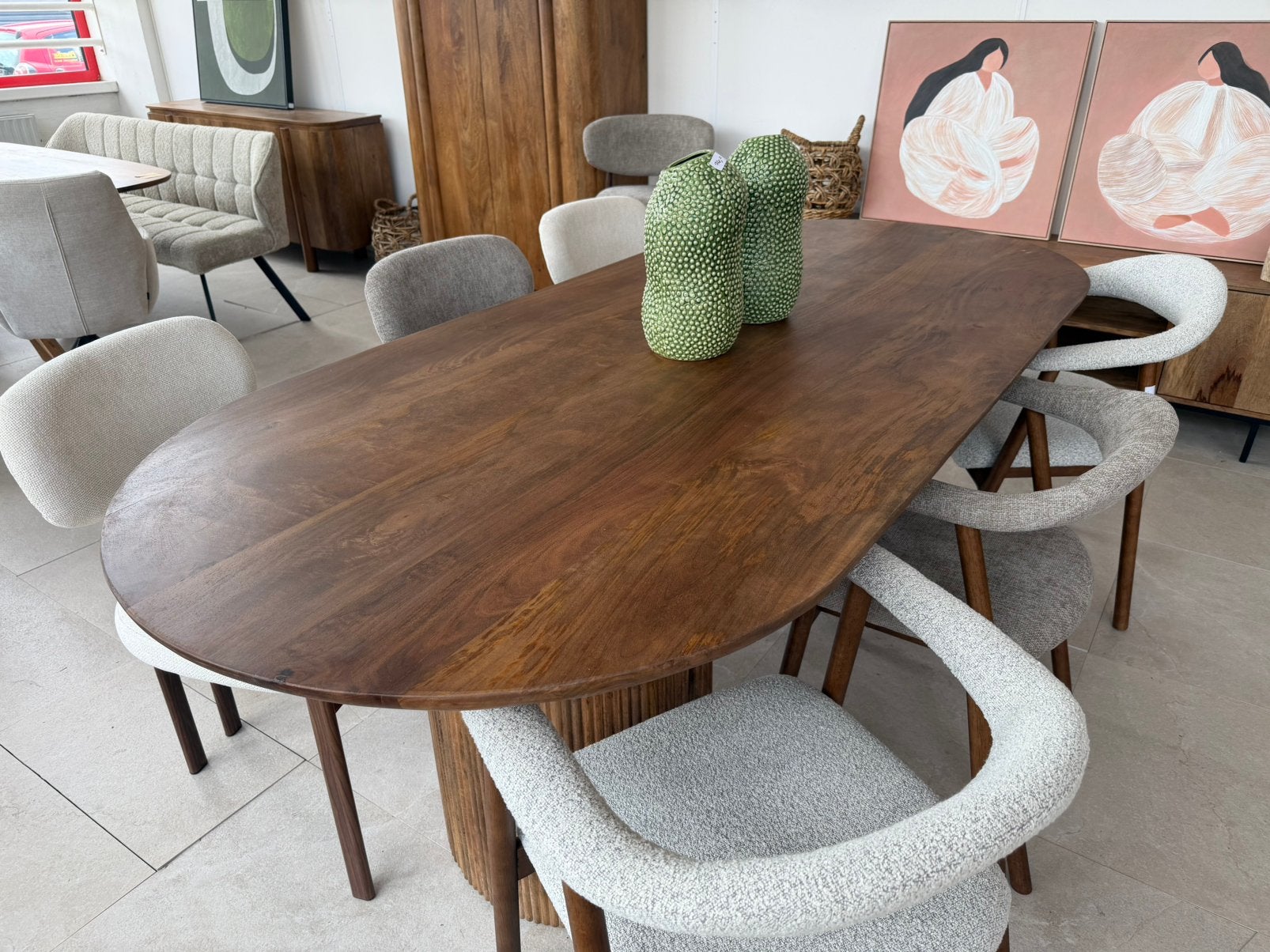 Magazijn leegverkoop eettafel deens ovaal mangohout conisch, Hout, Nieuw, Ophalen of Verzenden, Info@wkhome.nl