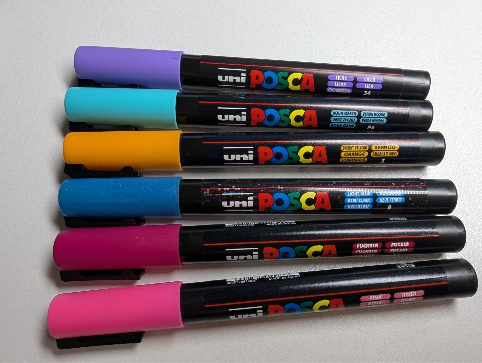 Uni Posca stiften set - diverse kleuren, Ophalen of Verzenden, Gebruikt, Potlood of Stift