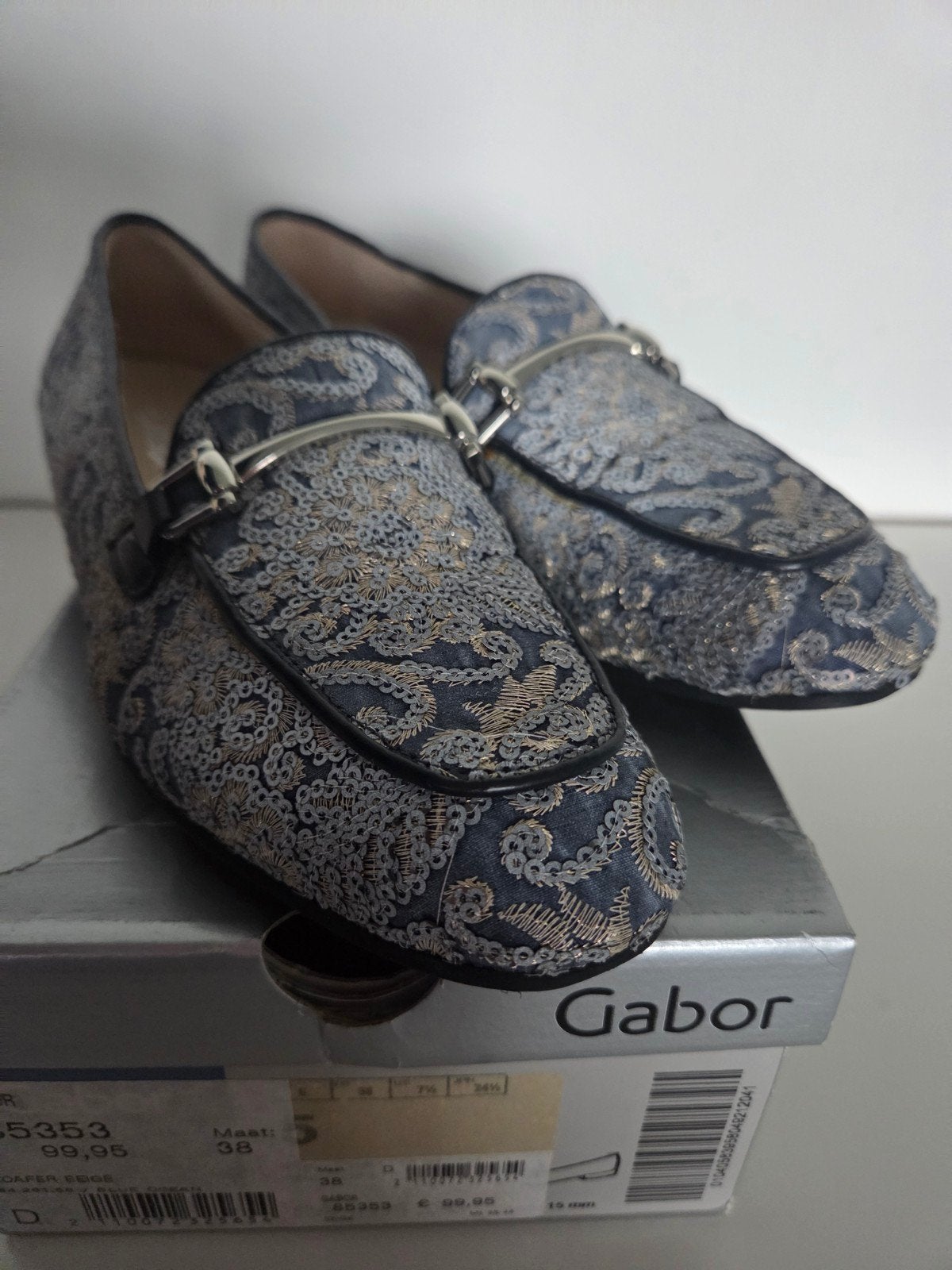 Gabor loafer beige met blauw maat 38, Kleding | Dames, Gabor, Ophalen of Verzenden, Zo goed als nieuw, Instappers