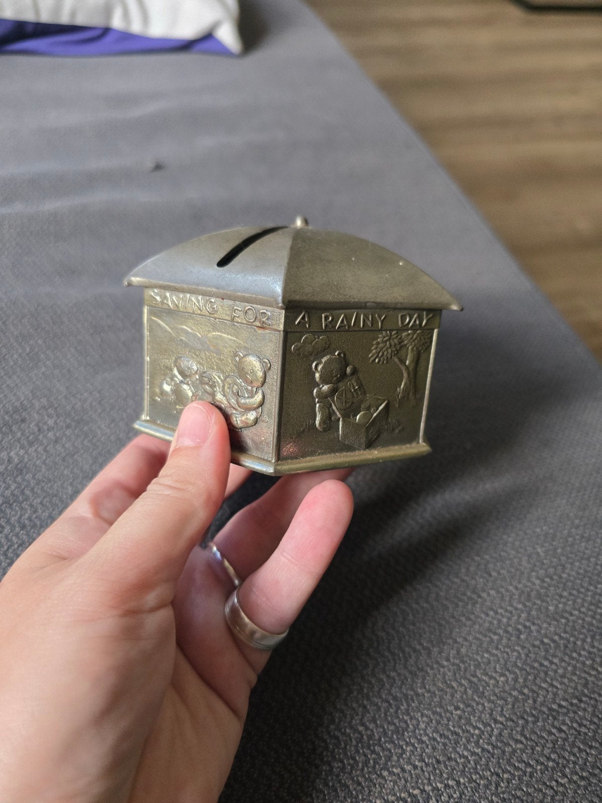 Vintage tinnen spaarpot van Royal Selangor, Antiek en Kunst, Ophalen of Verzenden