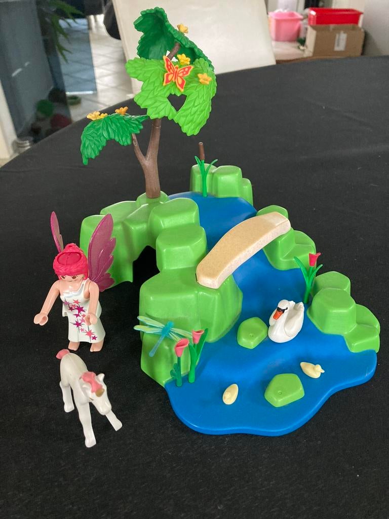 Playmobil fee bij waterval met zwaan ed…, Ophalen of Verzenden, Zo goed als nieuw
