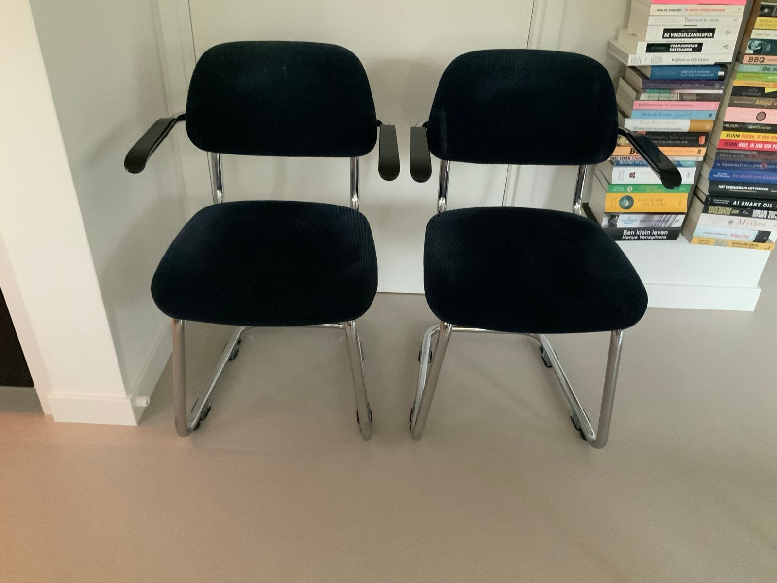 De Wit buizenstoel eetkamerstoelen (4 stuks), Ophalen, Gebruikt, Blauw, Vier