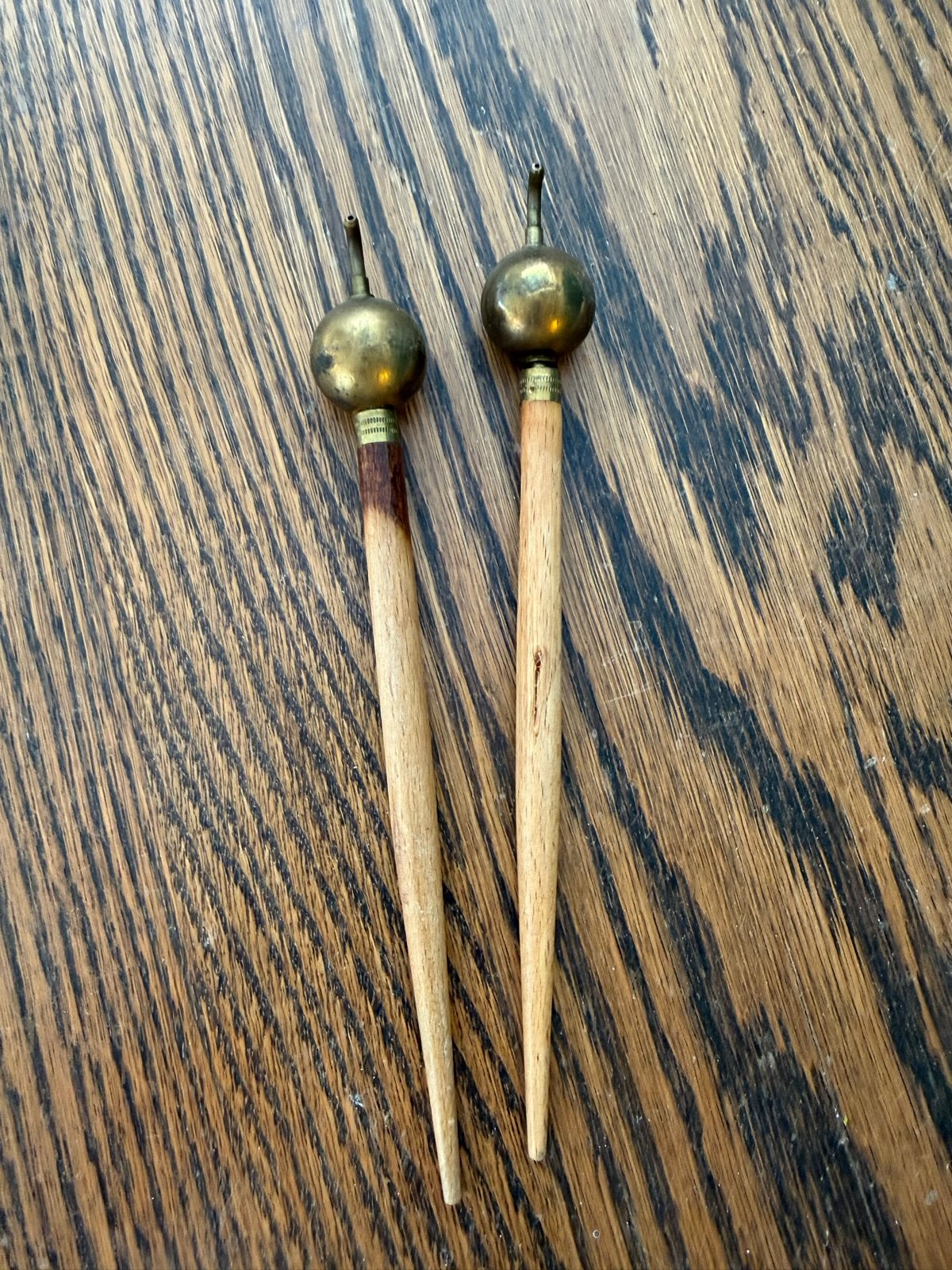 Vintage messing en houten cocktailprikkers (set van 2), Antiek en Kunst, Ophalen of Verzenden