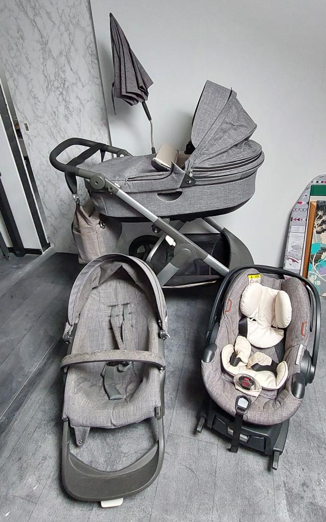 stokke kinderwagen 3 in 1, Kinderen en Baby's, Kinderwagens en Combinaties, Overige merken, Gebruikt, Verstelbare duwstang, Ophalen of Verzenden