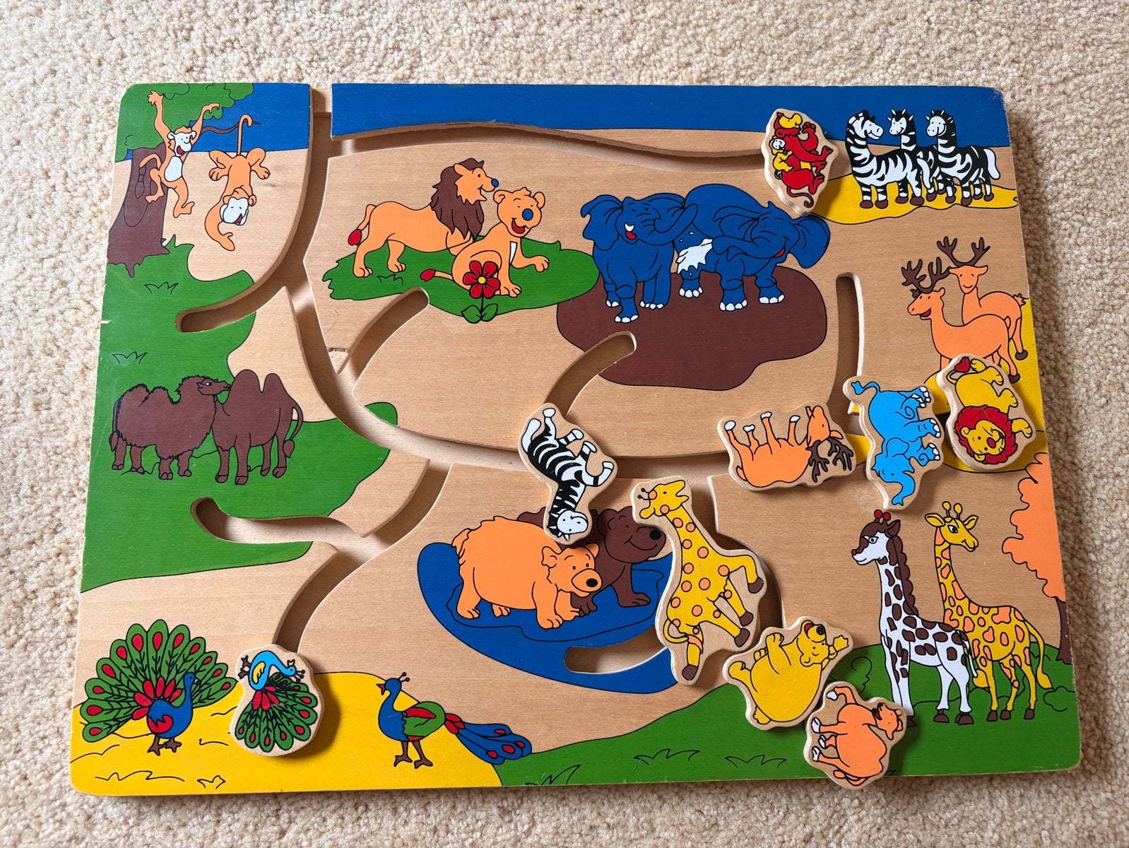 Houten safari Dieren Puzzel Labyrint - Educatief Speelgoed, Ophalen of Verzenden, Gebruikt, Jongen of Meisje