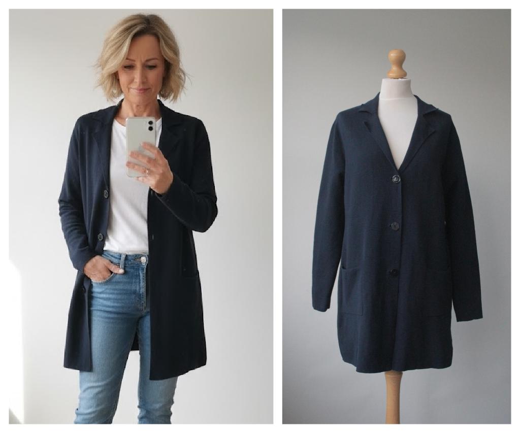 Witteveen - long cardigan / blauw vest / maat L, Maat 42/44 (L), Zo goed als nieuw, Witteveen, Verzenden