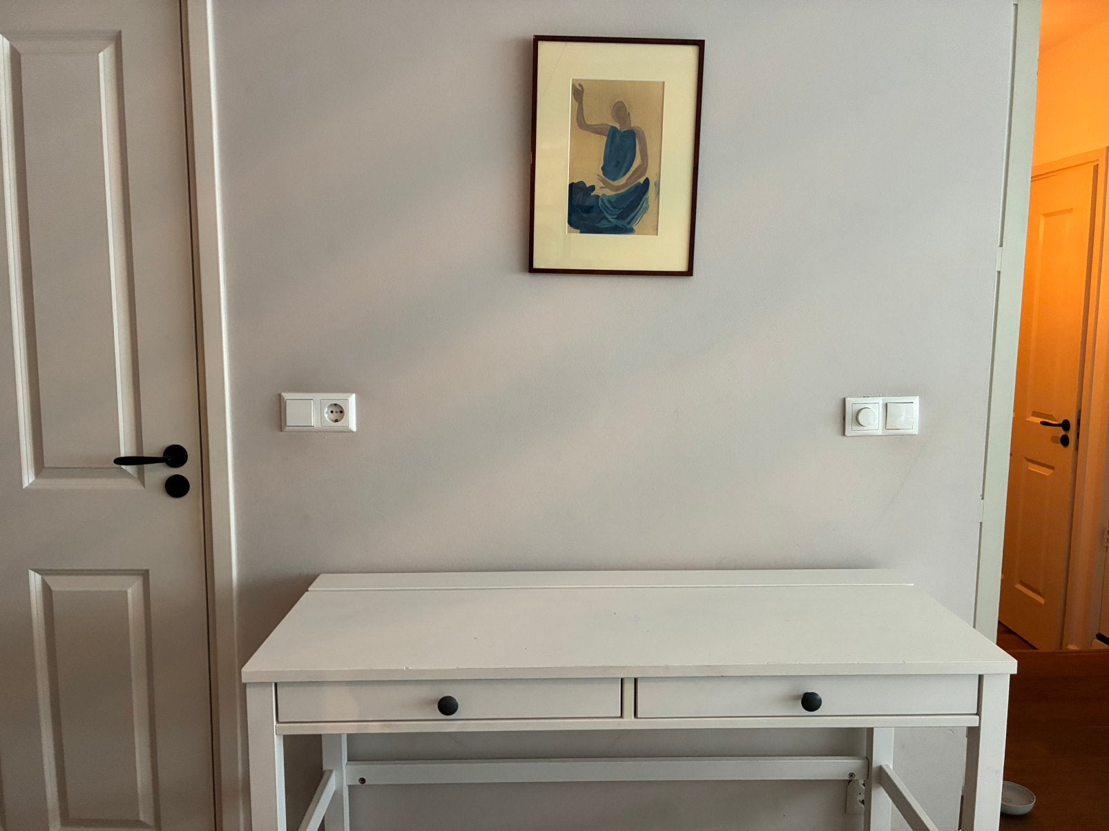 Wit bureau met 2 lades, Gebruikt, 120 cm, 46 cm, Schoolbureau
