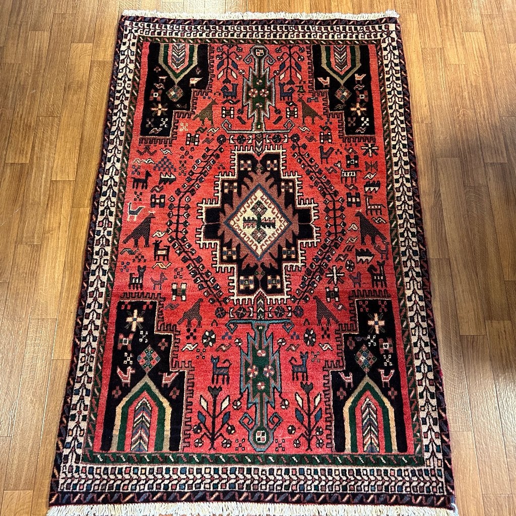 perzisch tapijt afshar - 165 x 107 handgeknoopt vloerkleed, Gebruikt, 100 tot 150 cm, Taag 63, 2491 CS, Den Haag (Forepark), Ophalen of Verzenden