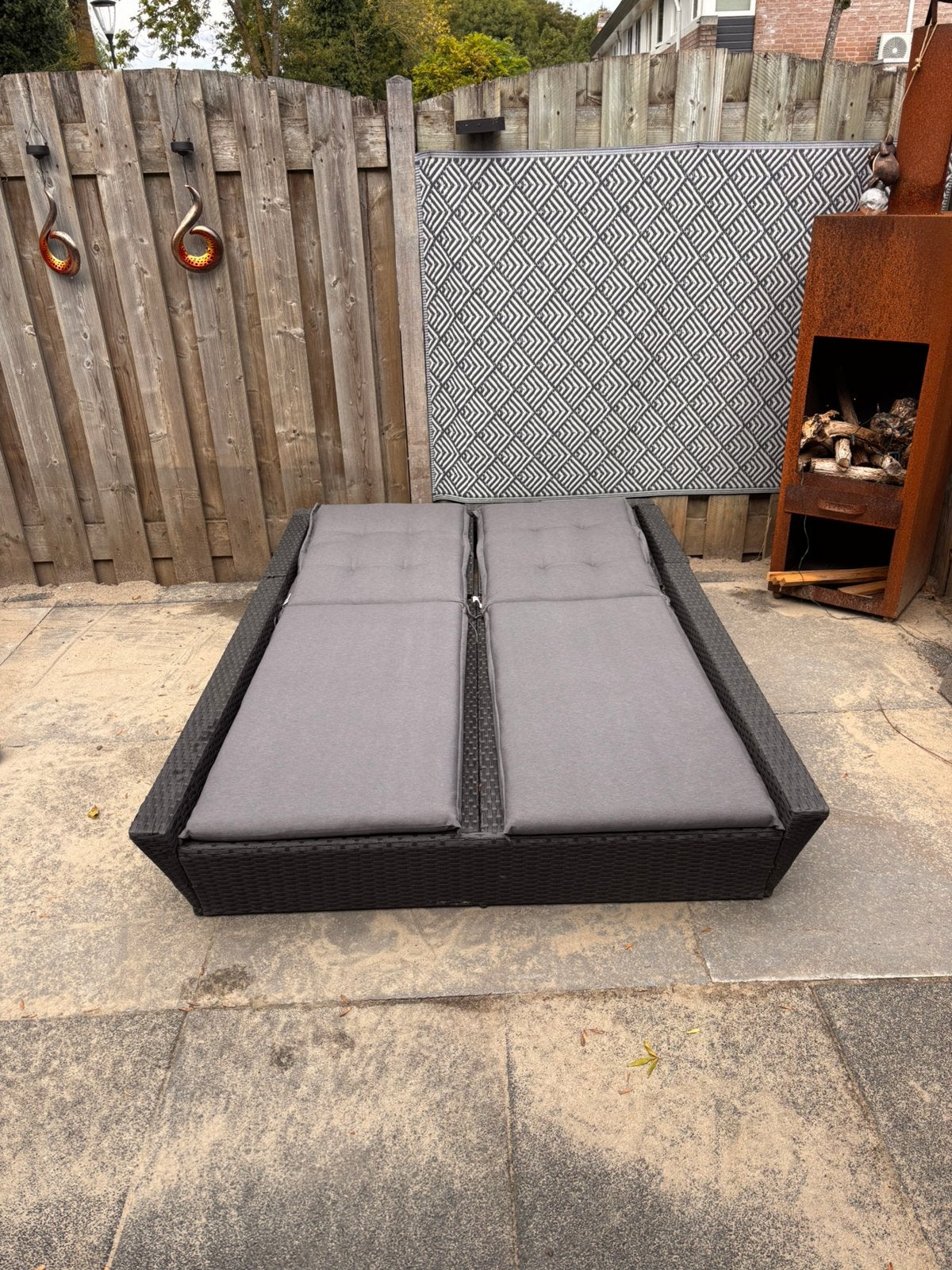 Tweepersoons ligbed, Tuin en Terras, Ligbedden, Ophalen, Gebruikt, Kunststof, Verstelbaar