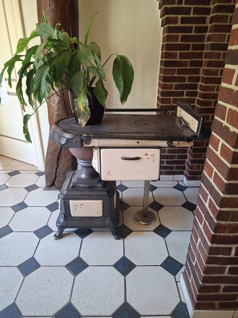 Platte buis kachel, Ophalen, Hout, Houtkachel