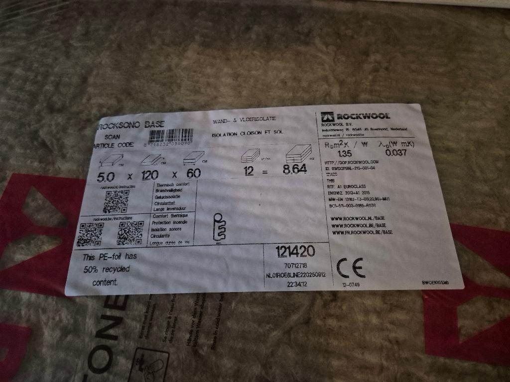 Rockwool, Doe-het-zelf en Verbouw, Ophalen, 4 tot 8 cm, Nieuw, Steenwol