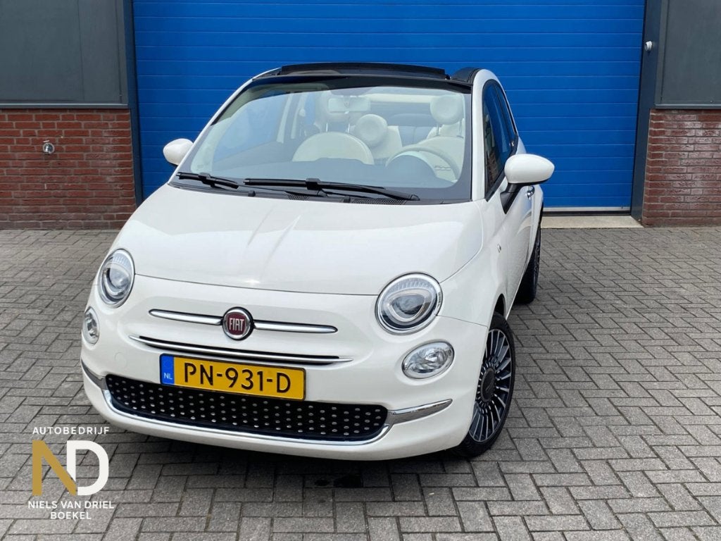 Fiat 500C 0.9 80pk Twinair Navi Cruise Bluetooth Nieuwe APK, Dealer onderhouden, Cabriolet, Leder en Stof, Wit