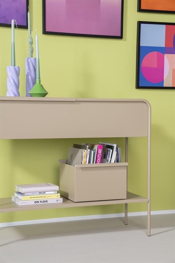 By-Boo sidetable Sera taupe metaal 95 cm - nieuw, Huis en Inrichting, Ophalen, 50 tot 100 cm, Rond, Nieuw