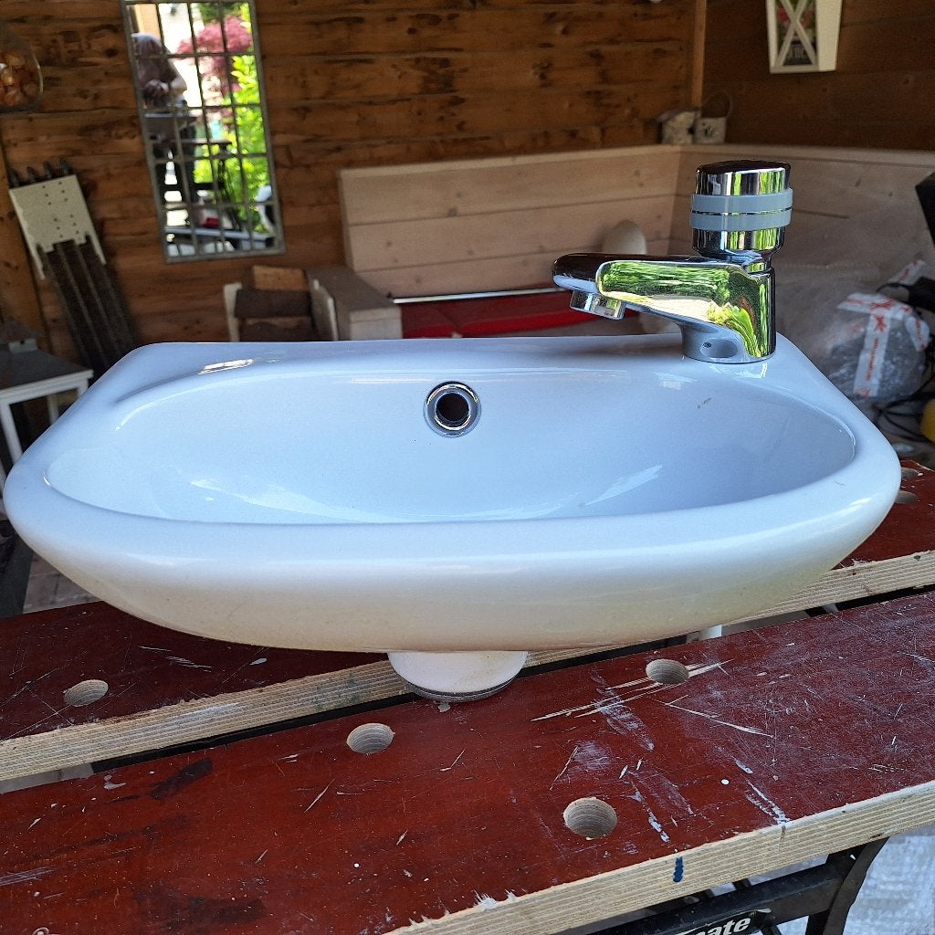 Sphinx fonteintje met Grohe kraan voor toiletruimte, Ophalen, Zo goed als nieuw, Chroom, Kraan