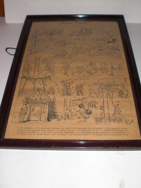 Taai-taai cartoon studenten rechten notariaat Kunsthandel, Antiek en Kunst, Ophalen of Verzenden, Tekening, Potloodtekening, Achter glas