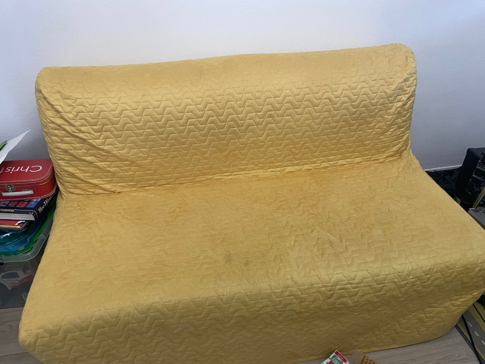 IKEA slaapbank, geel, 2-zits, uitschuifbaar, Ophalen, Gebruikt, Geel, Tweepersoons