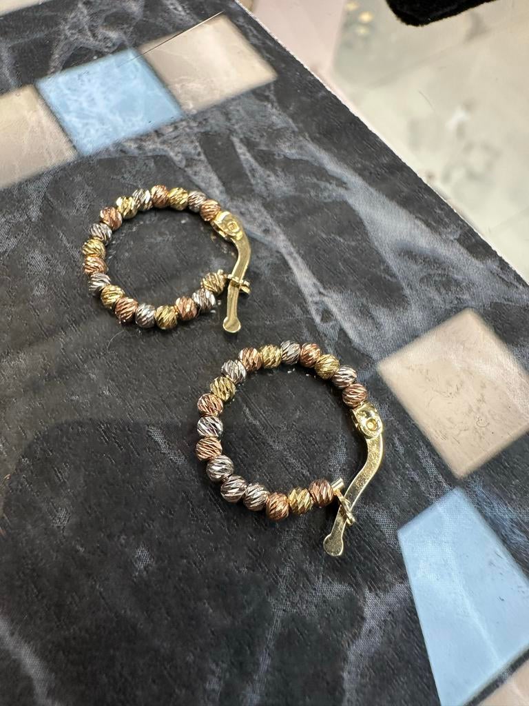 14k Gouden Tricolor Oorbellen, Sieraden, Tassen en Uiterlijk, Oorbellen, Ophalen of Verzenden, Gebruikt, Goud, Hangers