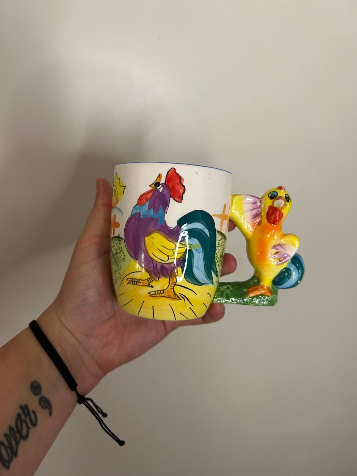 Keramieken mok met kip en haan | vintage, Gebruikt, Overige merken, Keramiek, Vintage