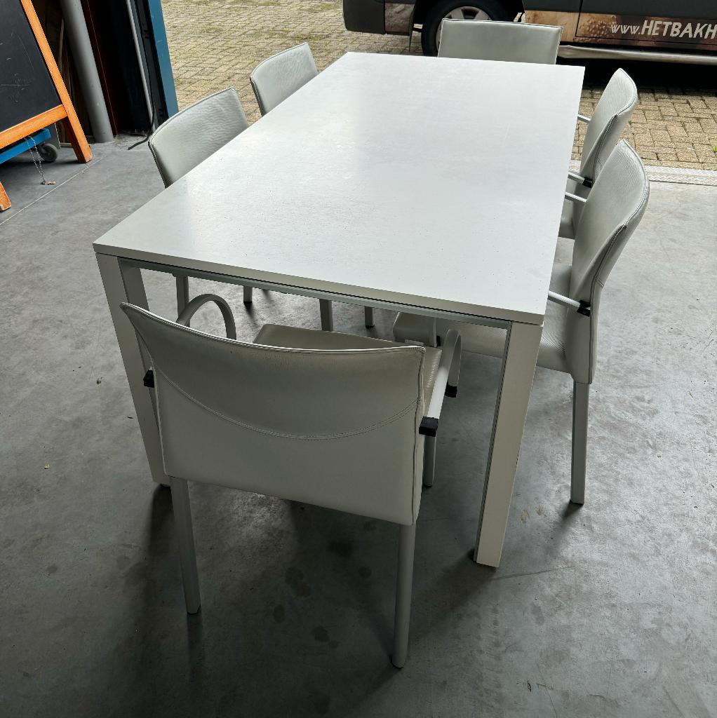 Ithaka eettafel (incl. stoelen), Huis en Inrichting, Tafels | Eettafels, Ophalen, Gebruikt, 200 cm of meer, 50 tot 100 cm