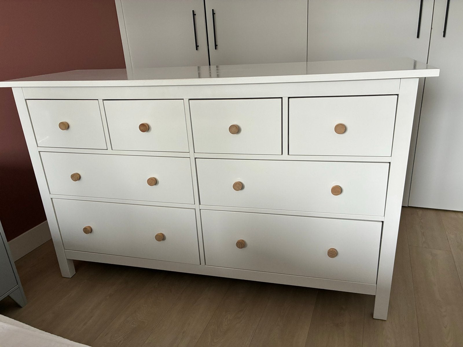 IKEA Hemnes Commode - Wit met houten knoppen, Ophalen, Gebruikt, 5 laden of meer, 150 tot 200 cm