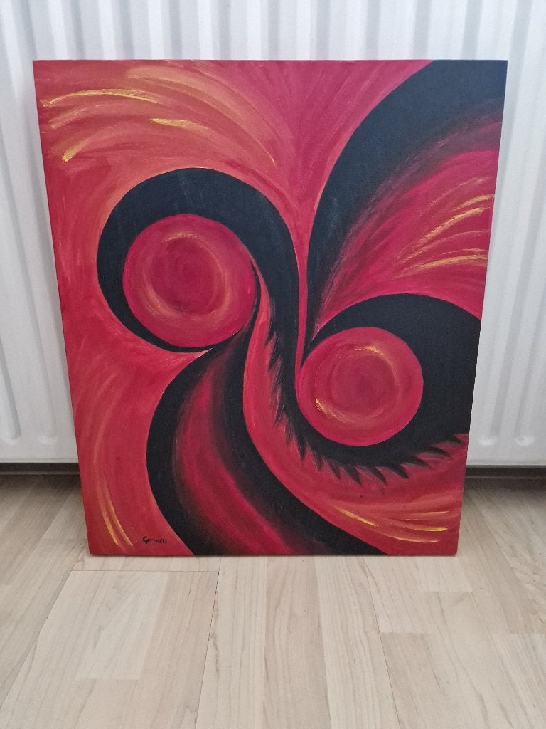 abstract schilderij , zelf geschilderd op doek met acryl, Ophalen
