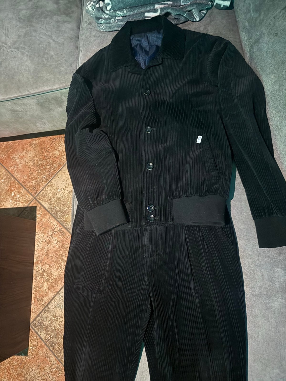 Blue Ridge ribfluwelen pak - Maat S, Kleding | Heren, Broeken en Pantalons, Zo goed als nieuw, Maat 46 (S) of kleiner, Zwart, Ophalen of Verzenden