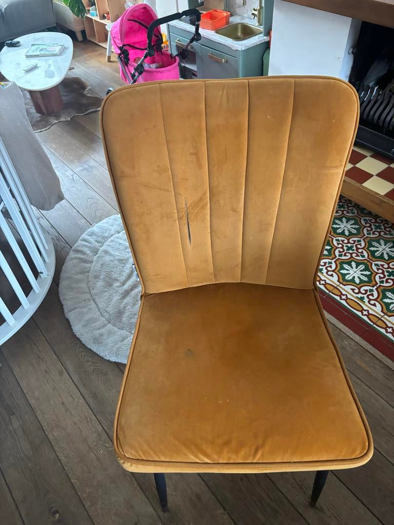 3 Homestock Elvis eetkamerstoelen - Velvet - Zwart, Ophalen, Gebruikt, Overige kleuren, Drie