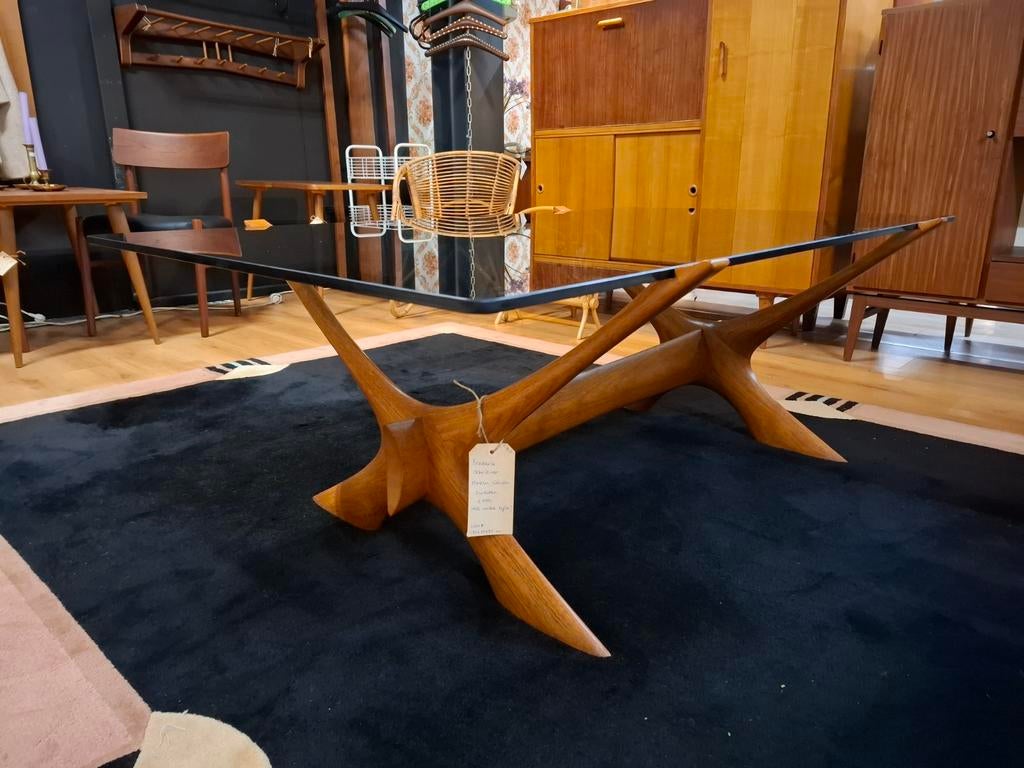 Vintage tafel rookglas Frédérik Schriever Abeln sweden, Ophalen, 100 tot 150 cm, Vintage mid century design jaren 60 70, ...