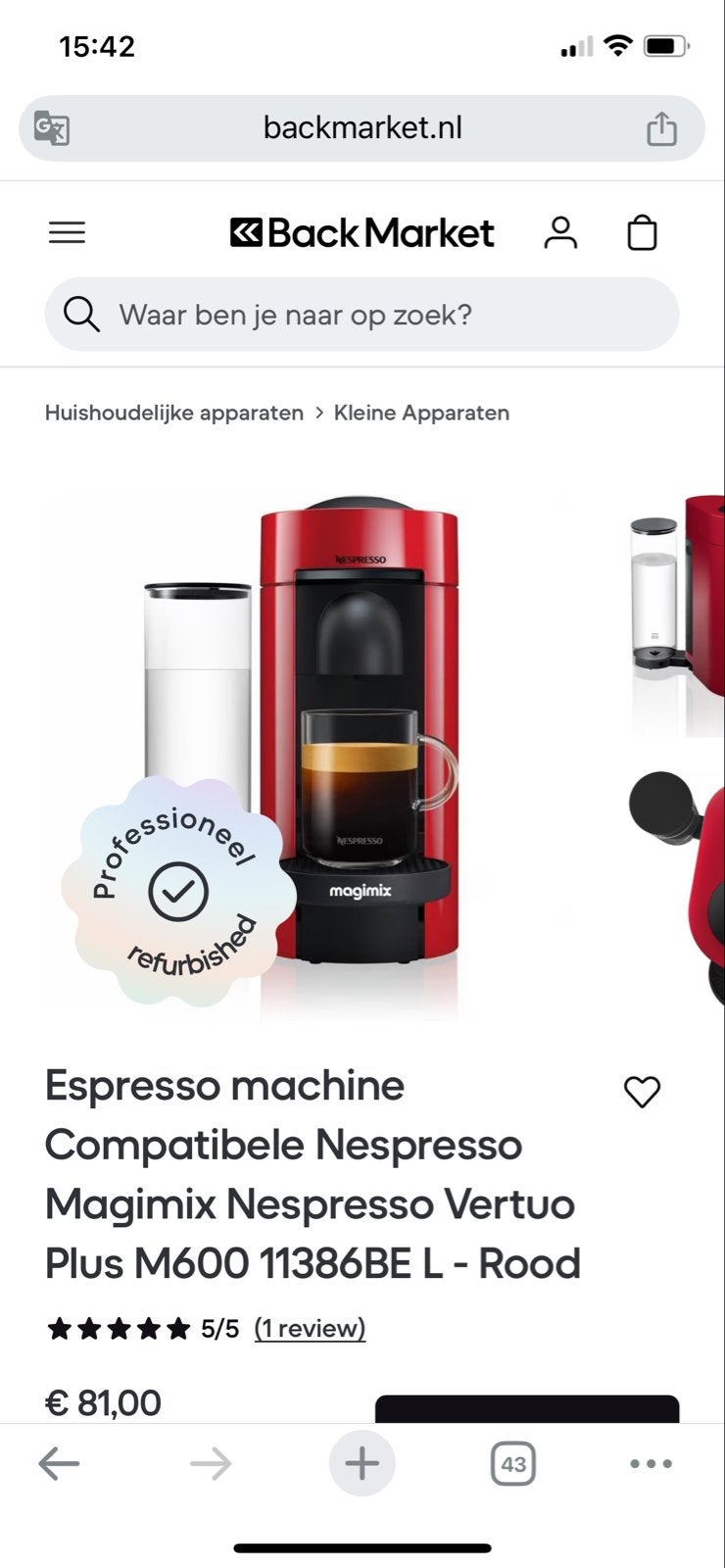 Nespresso koffiezetapparaat - Eenvoudig en Compact, Ophalen of Verzenden, Gebruikt, Espresso apparaat, Koffiepads en cups