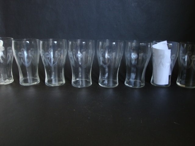 geslepen guilloche versiering glas 8x water bier antiek glas, Antiek en Kunst, Antiek | Glas en Kristal, Ophalen of Verzenden